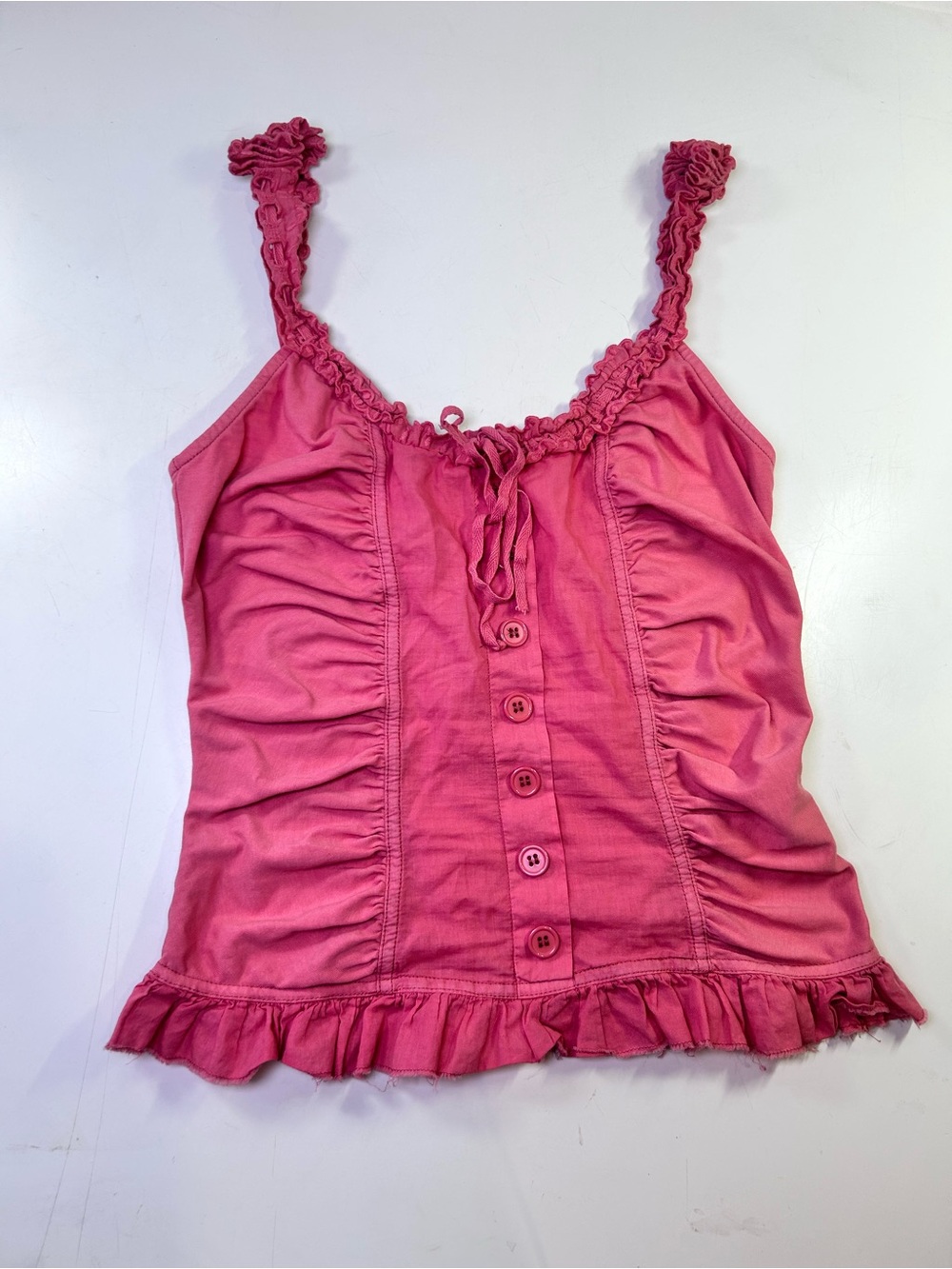Kimchi Blue Aimee Ruffle Button-Front Corset Tank Top Coquette Size S Peach - Picture 12 of 13